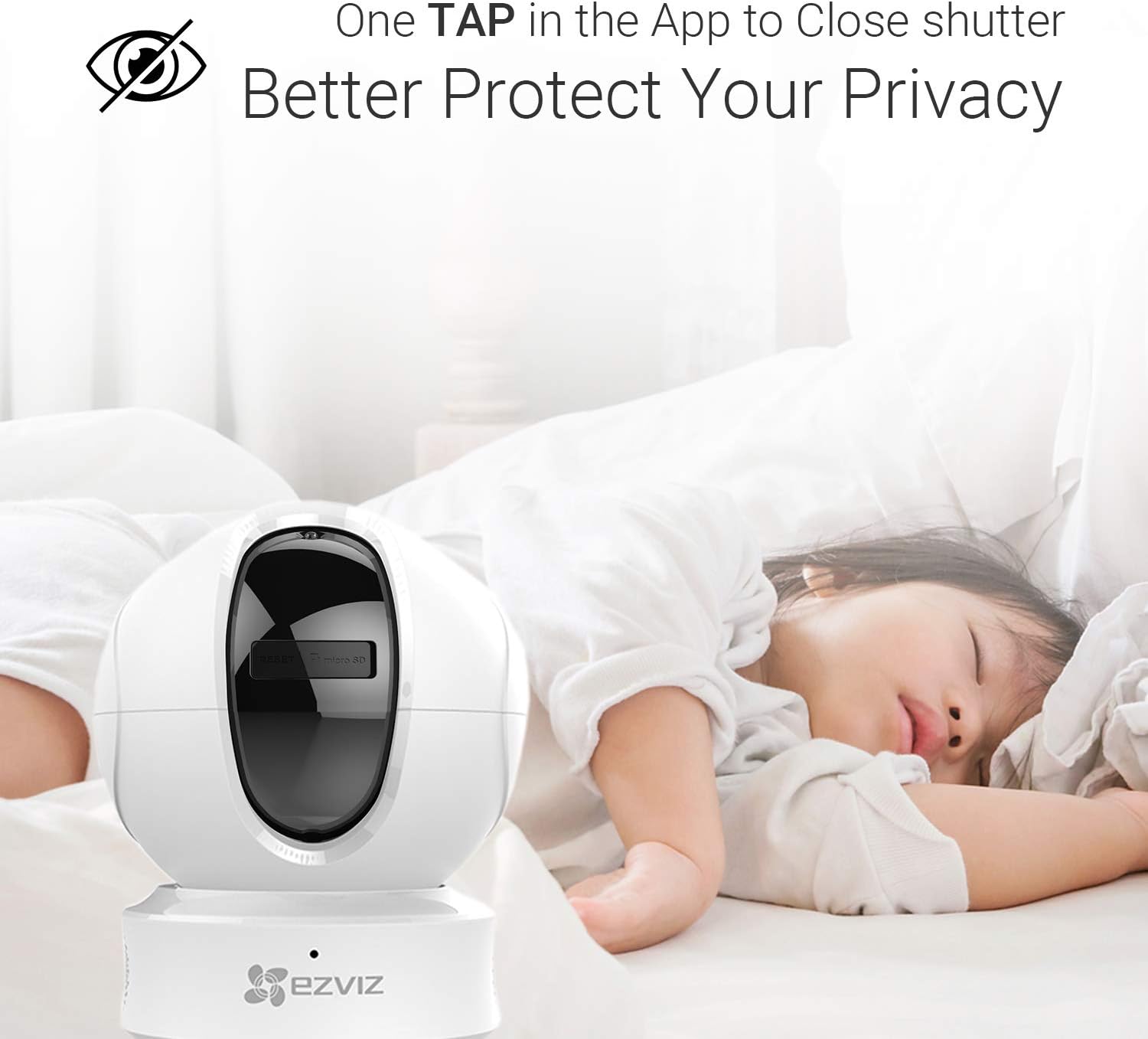 EZVIZ C6CN 1080p Indoor Pan/Tilt WiFi Security Camera, 360° Coverage, Auto Motion Tracking, Two-Way Audio, Clear 30ft Night Vision, Supports MicroSD Card up to 256GB (Sold Seperately), 2.4GHz WiFi