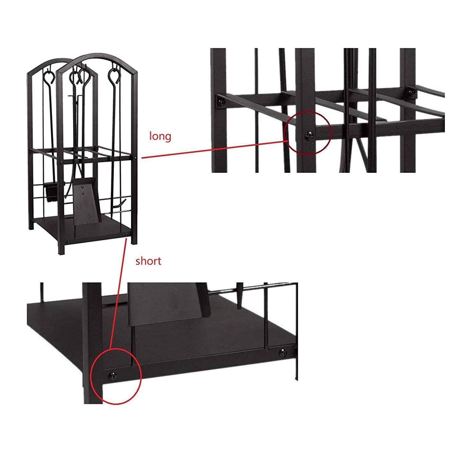 Juvale Firewood Rack with 4 Fireplace Tools - Fireplace Log Holder for Indoor An
