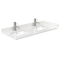 48x22 Double Countertop - Light-Vein Carrara Cultured Marble with Undermount Square Sinks - Includes Backsplash and Sidesplash