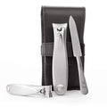 GERMANIKURE Nail Clippers and Sapphire Nail File Set in Black Leather Case – Ethically Made in Solingen Germany, FINOX Stainless Steel Tools – Professional Quality Manicure & Pedicure Kit for Men