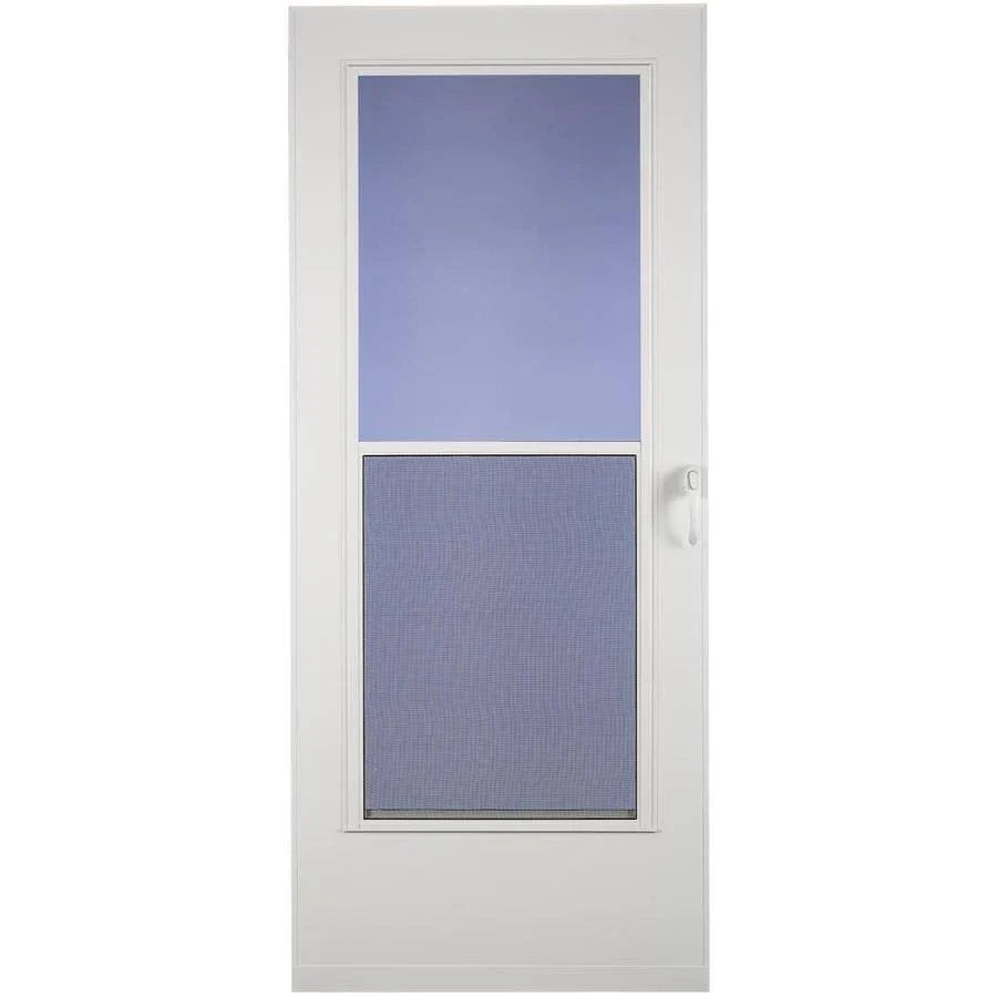Larson Mobile Home 32-in x 74-in White Mid-View Universal Reversible Wood Core Storm Door | 38005033274