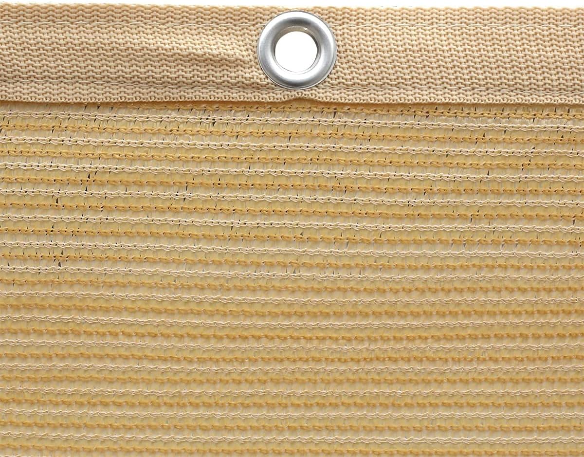 Shatex 90% Shade Fabric Sun Shade Cloth Taped Edge with Grommets Sun-Block Mesh Shade for Pergola Cover Canopy 12’ x 20’, Wheat, 12 Bungee Balls