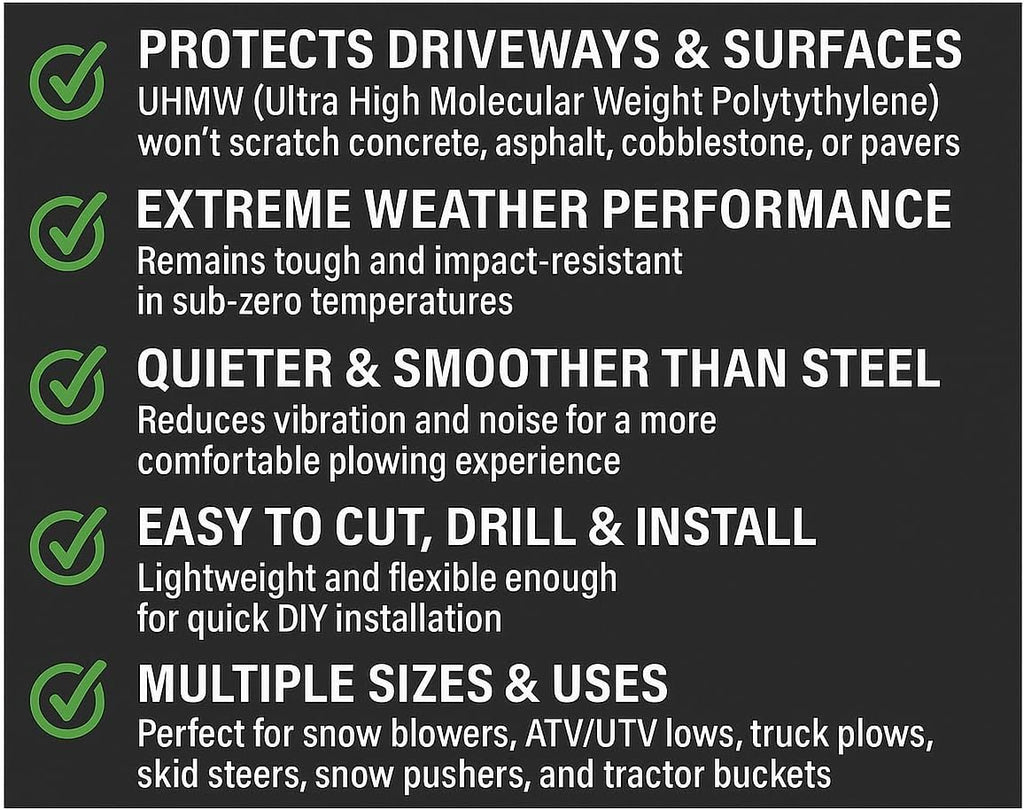 UHMW Snow Plow Poly Cutting Edge Industrial Strength 3/4 X Thick X 4 Wide Driveway Safe plow Blade, Poly plow Cutting Edge, Snow Blower Edge, ATV Snow plow Blade (54 Long)