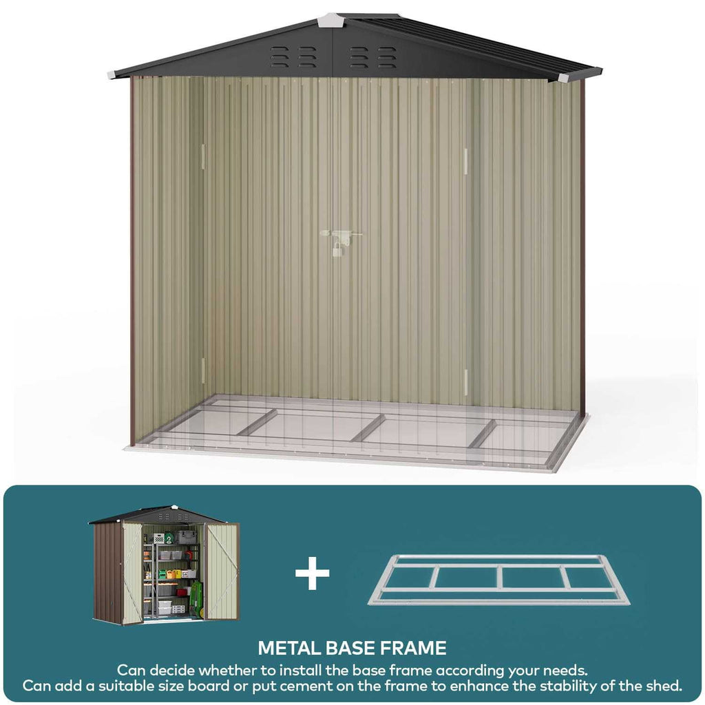 Lofka 6 x 4 FT Outdoor Shed for Storage Metal Garden Shed with Double Lockable Doors