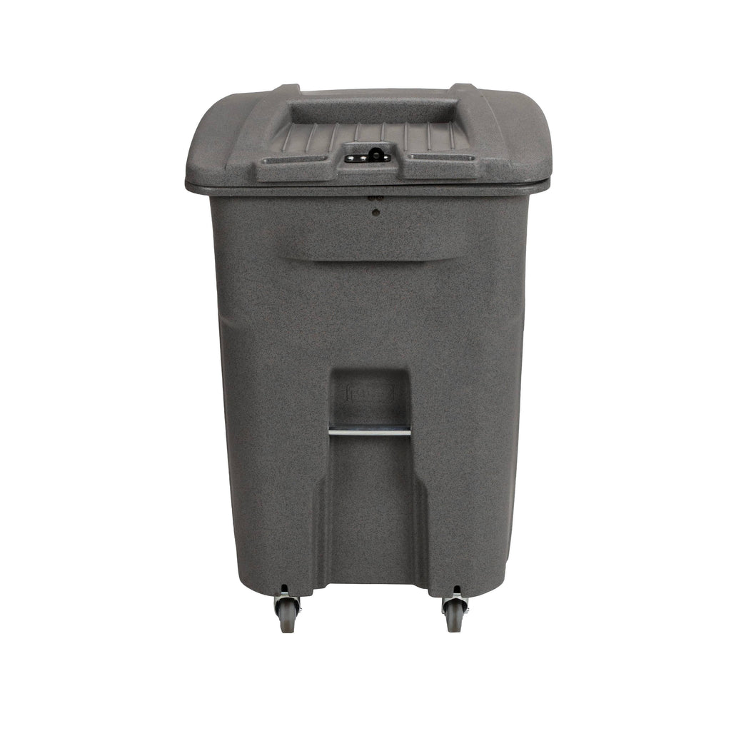 Toter 96 gal. Graystone Document Trash Can with Wheels and Hasp Lock (2 Standard Caster, 2 Stationary Wheels)