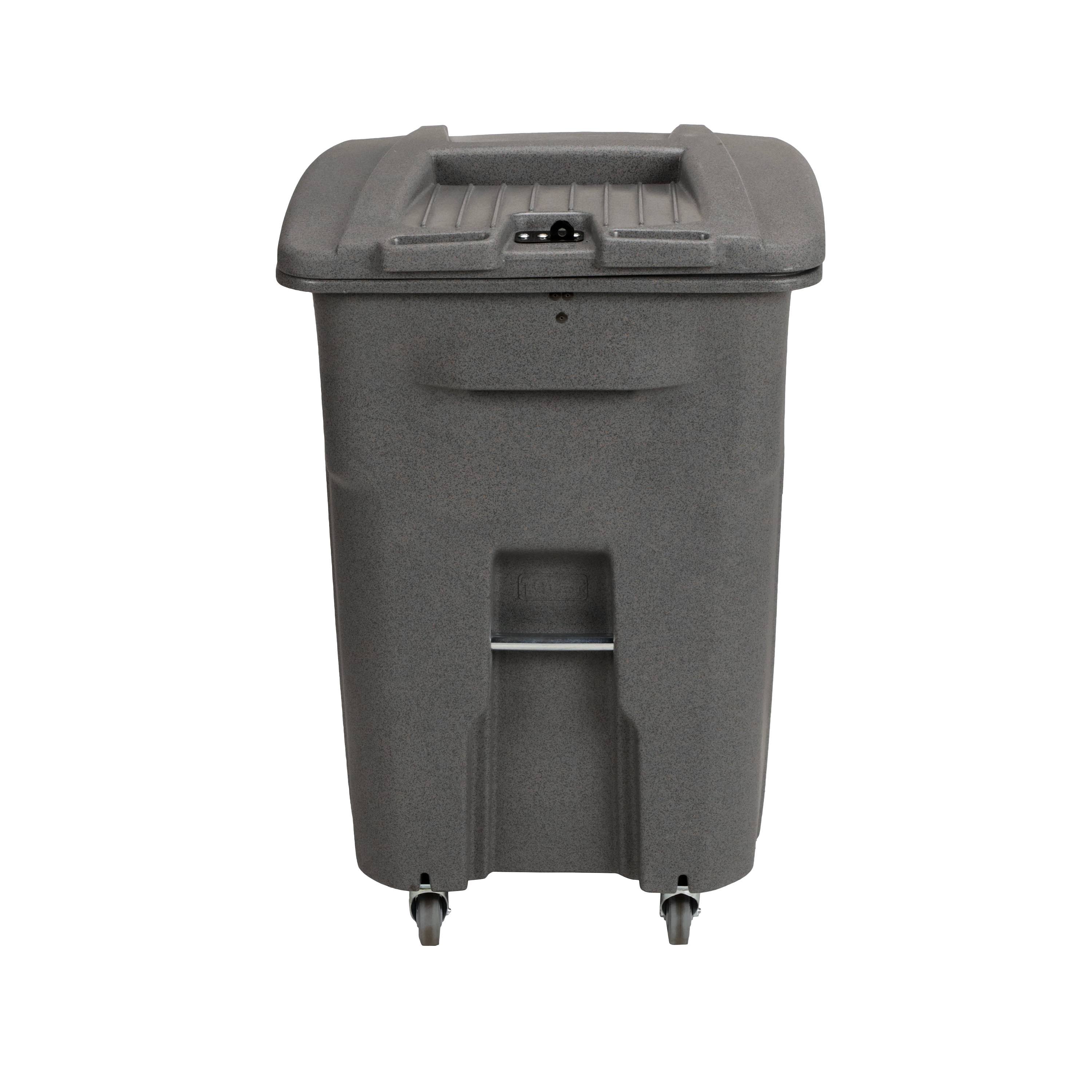 Toter 96 gal. Graystone Document Trash Can with Wheels and Hasp Lock (2 Standard Caster, 2 Stationary Wheels)