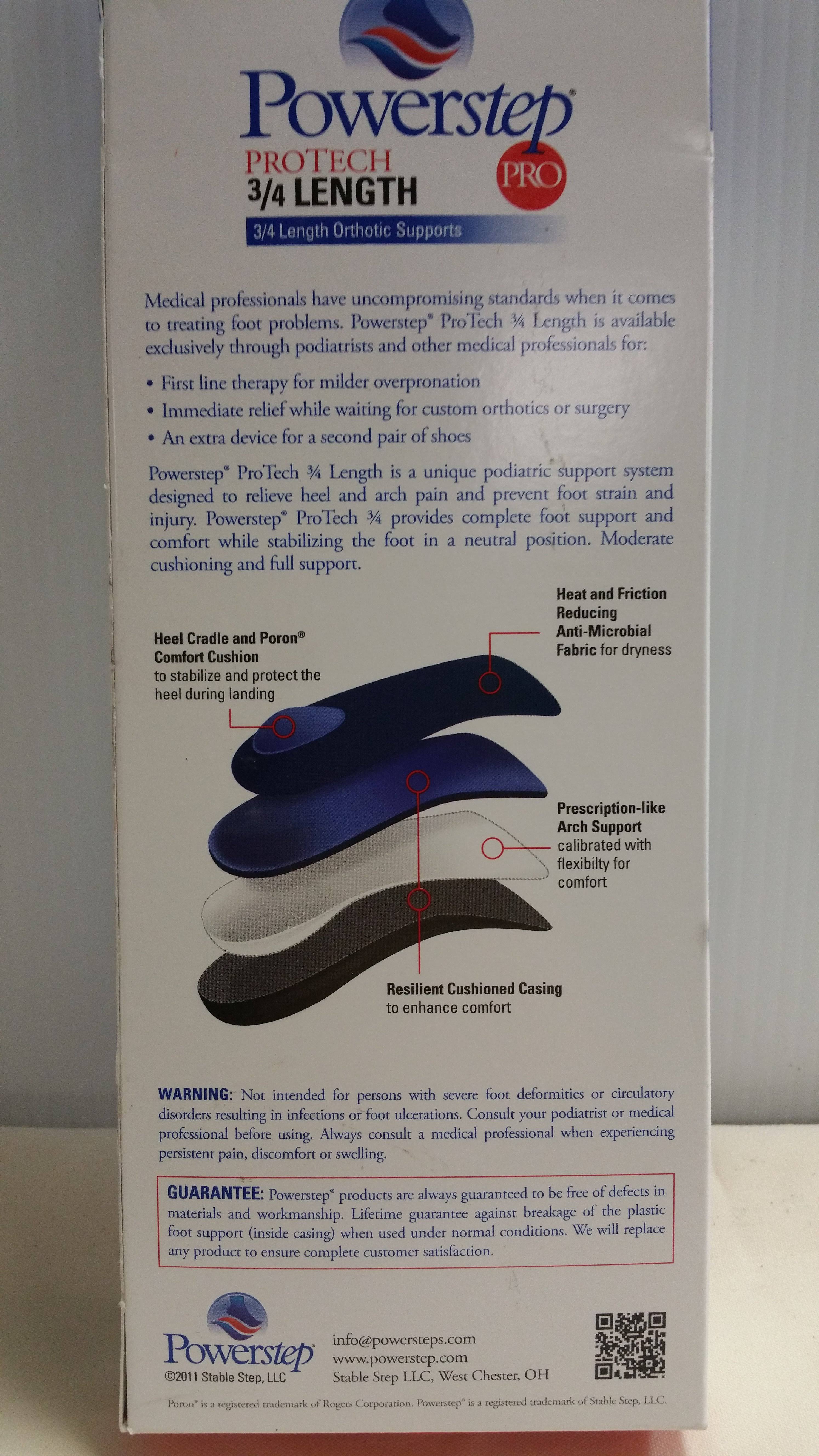 PowerStep Protech 3/4 Length Orthotic Insoles
