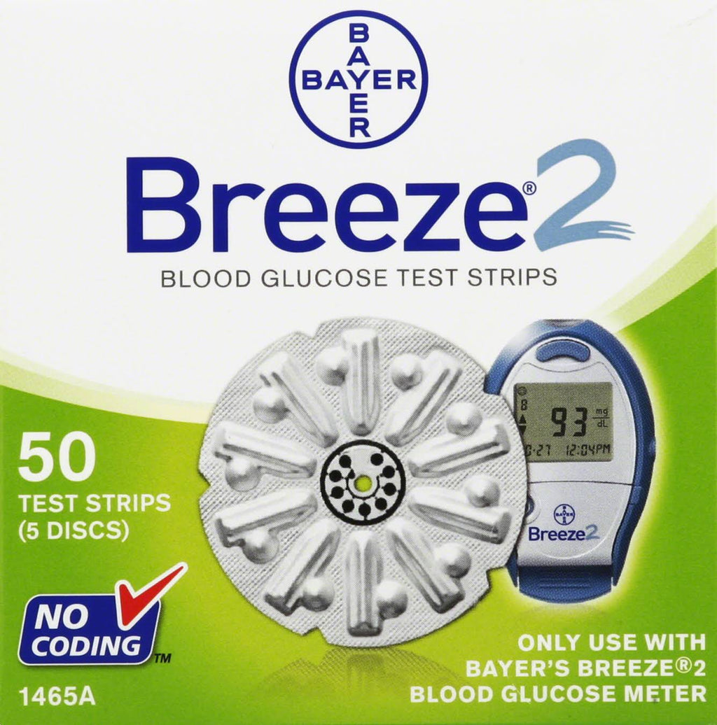 Bayer Breeze 2 Blood Glucose Test Strips  50 strips