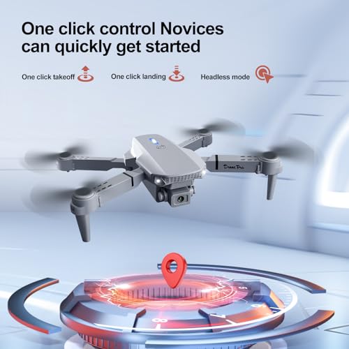 E88 Drone with Screen Controller with SD card, Foldable Mini Drone for Beginners, 2 Batteries, 360° Flips Waypoint Fly, Active Obstacle Avoidance, One Key Take Off/Landing. (2 batteries - Black)