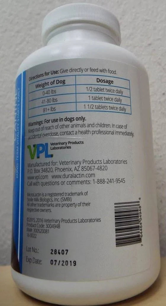 Duralactin Canine 180 Chewable Tablets