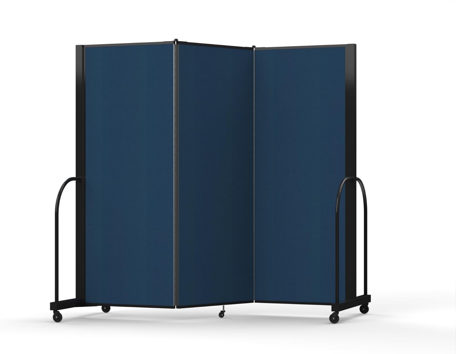 Standard Room Divider with Metal Frame, Folding Portable Partition Privacy Walls for Schools and Offices 7'6 Tall x 8'7 Wide Navy