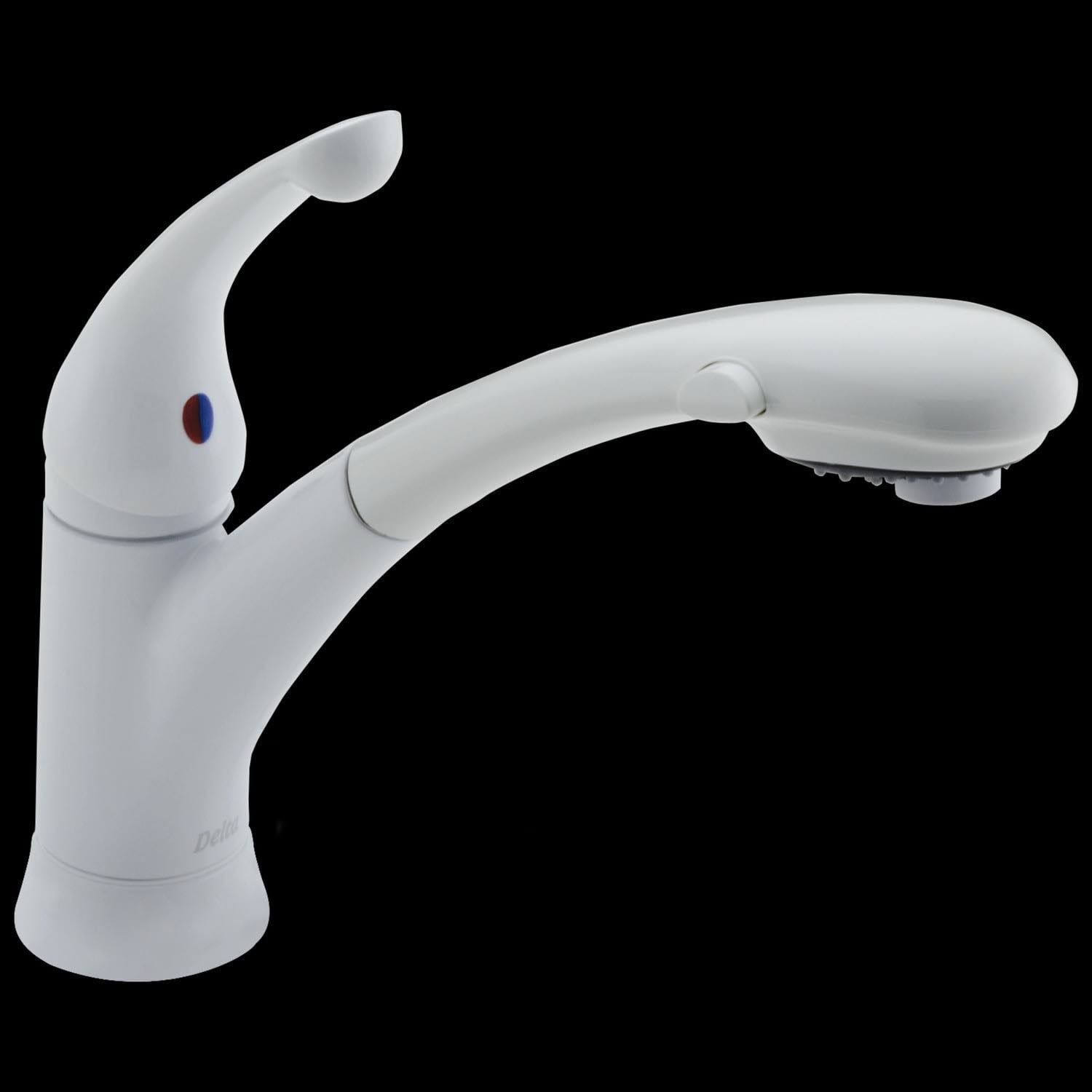 Delta 470-WH-DST Signature Single Handle Pull-Out Kitchen Faucet White