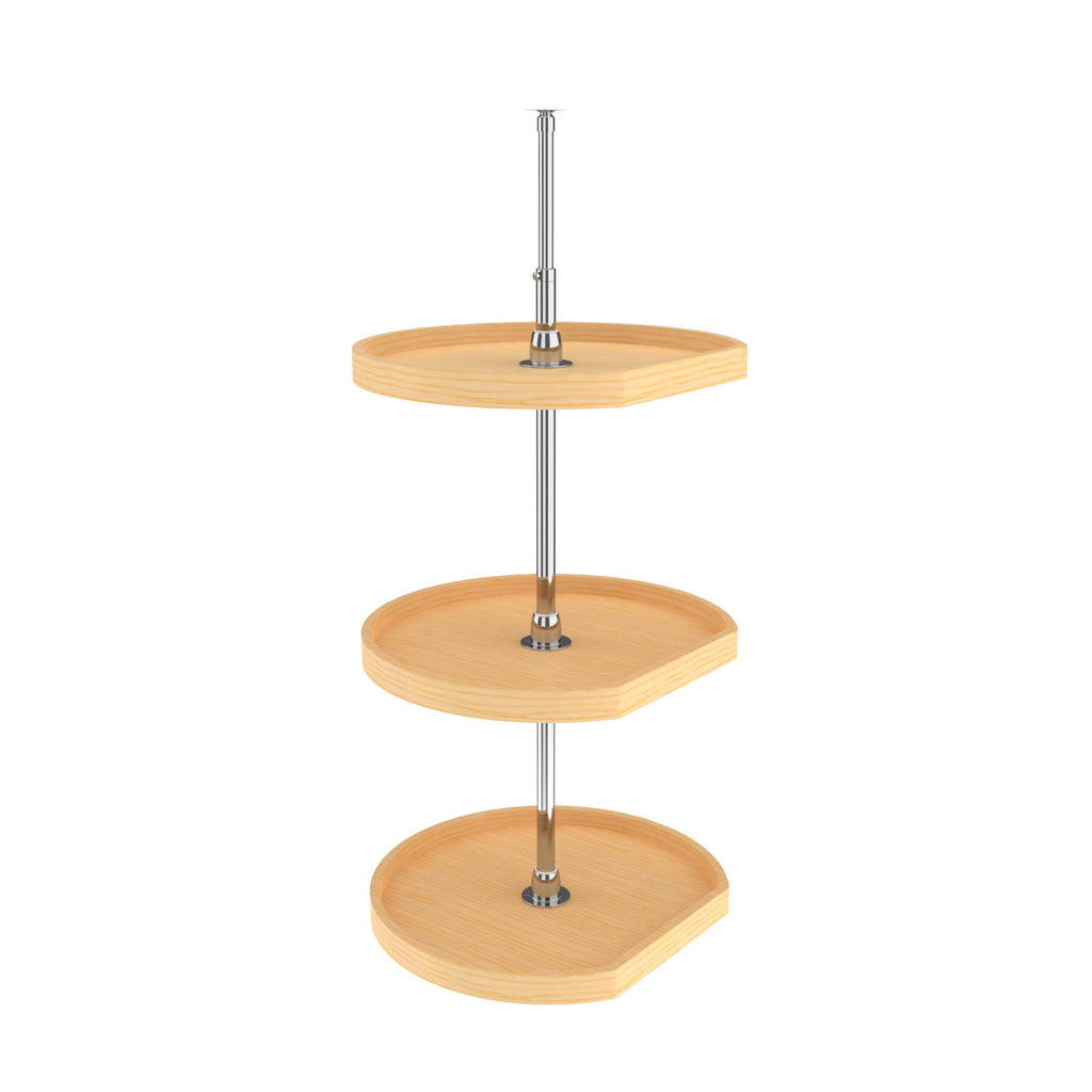 Rev-A-Shelf 4WLS273-20-536 20x22 Natural Wood 3 Shelf D-Shape Independent Lazy Susan