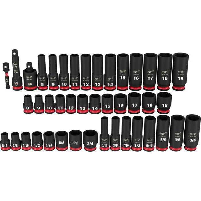 Milwaukee Shockwave Impact Duty 3/8Inch-Drive, SAE and Metric 6-Point Socket Set - 43-Piece, Model 49-66-7009