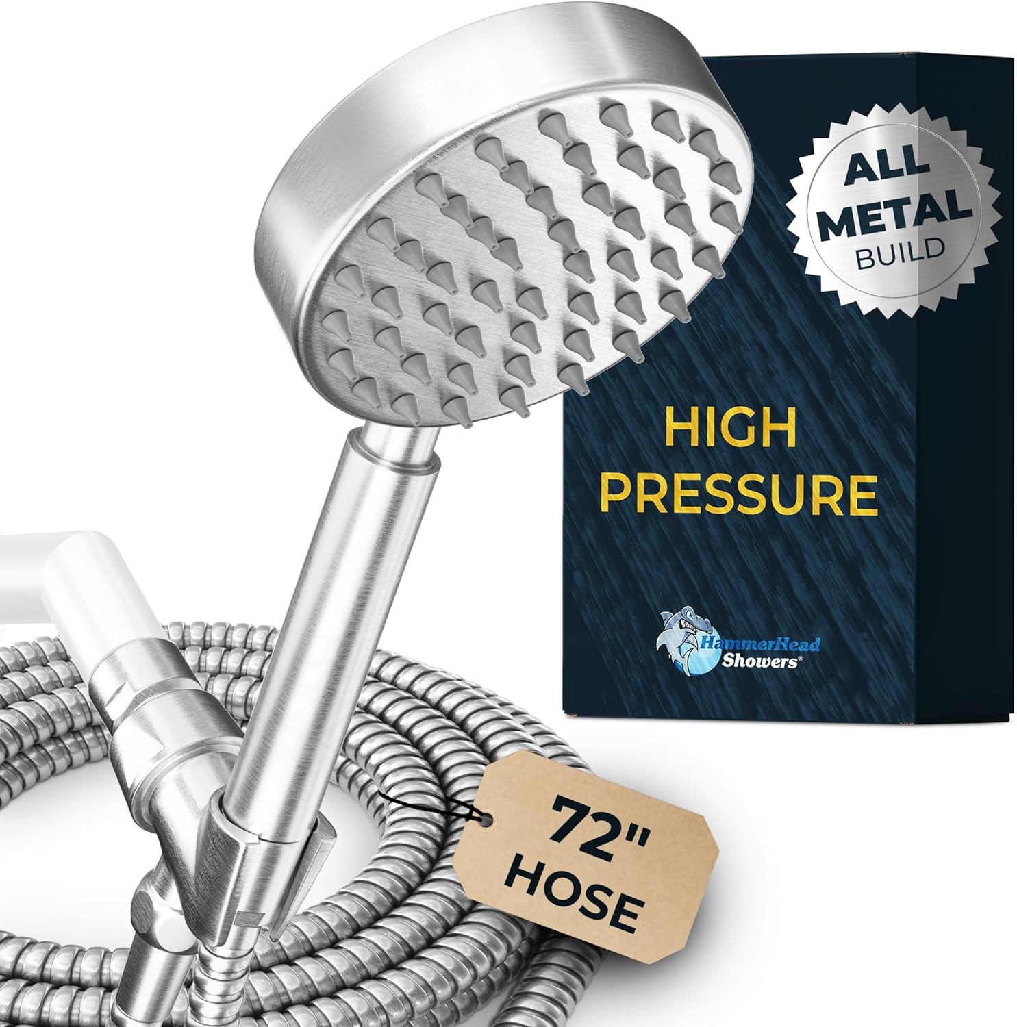 HammerHead Showers® Solid Metal LOW FLOW Handheld Shower Head with Hose and Brass Holder - OIL RUBBED BRONZE – Water Saving 1.75 GPM Detachable Shower Head - Adjustable Shower Wand Bracket & 6ft Hose