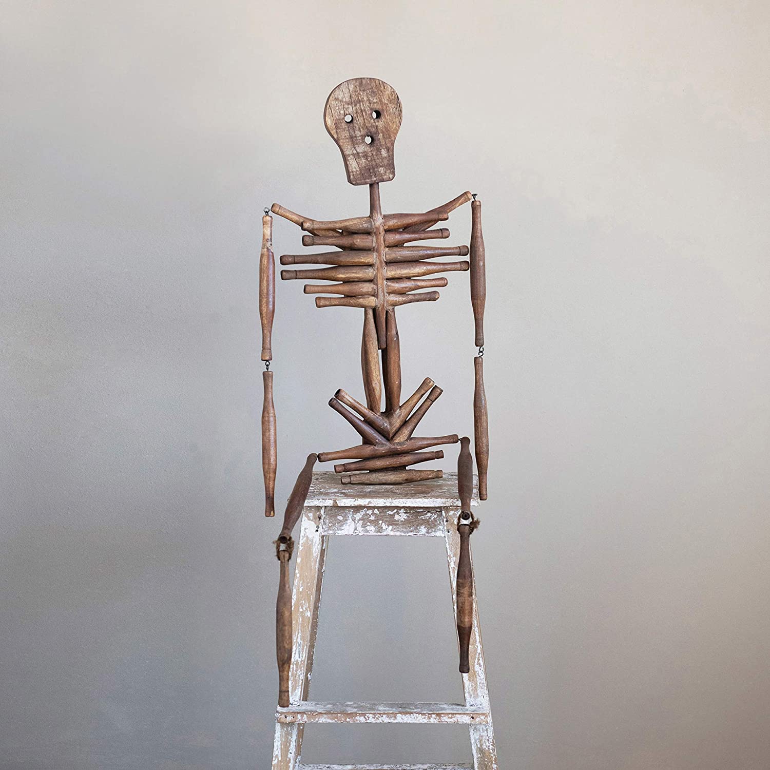 Creative Co-Op 14 L x 2 W x 42 H Found Hanging Wood Rolling Pin Skeleton (Each One Will Vary) Figures and Figurines, Multi