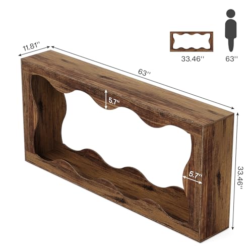 Tribesigns 63 Inches Farmhouse Console Table with Storage, Couch Table Behind Sofa, Long Entryway Sofa Station, Narrow Console Stand, Hallway Stand for Entryway Living Room, Brown