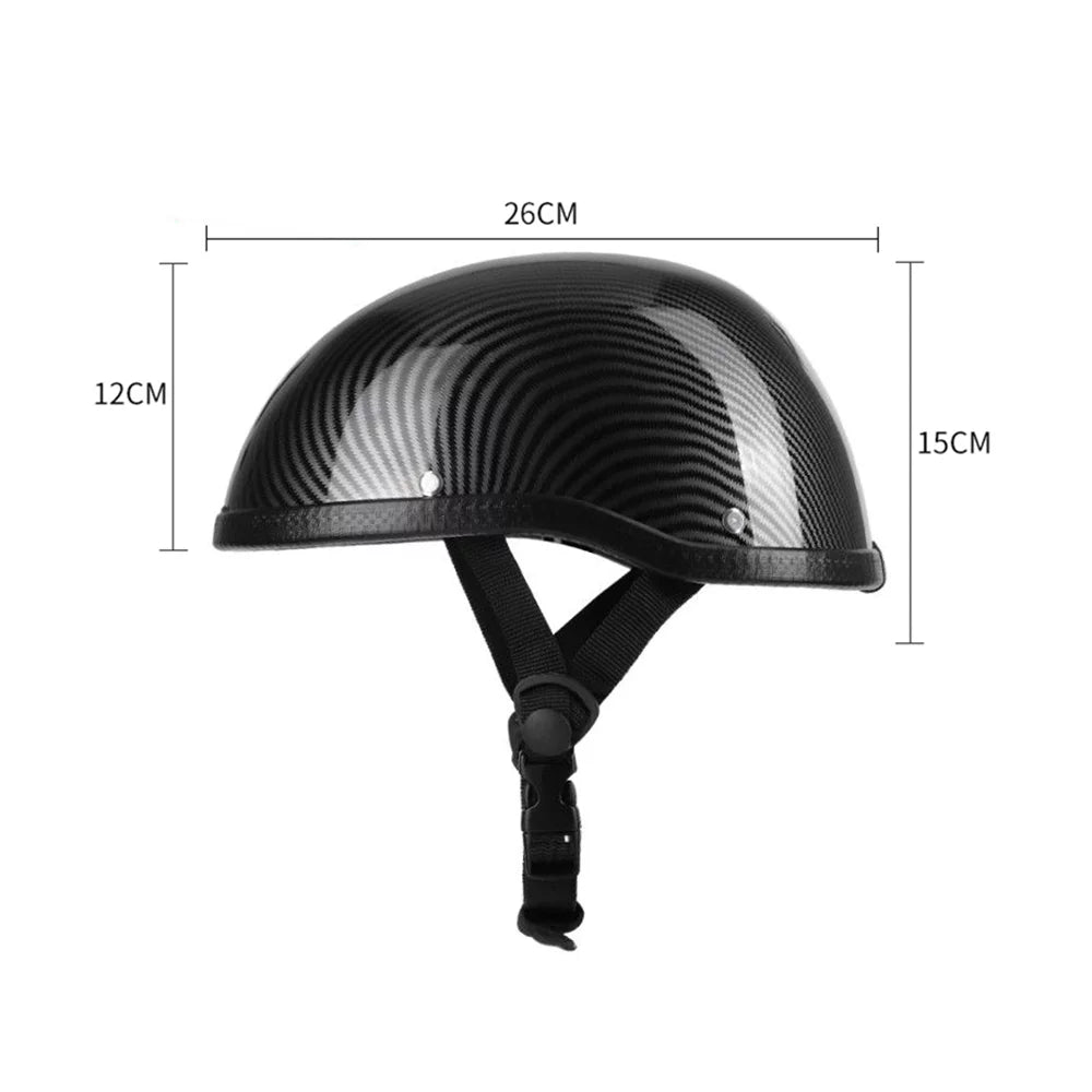 Abody Retro Style Motorcycle Half Helmet ABS+Cotton Cap for Motorcyclist Biker Ridder Carbon striation (One Size)Universal Washable