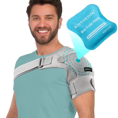 Shoulder Brace- Torn Rotator Cuff Recovery Supports for Men&Women,Adjustable Fit Sleeve Wrap,for AC Joint Pain Relief,Shoulder Injuries&Tears,Bursitis,Swelling,Tendonitis (Gray, Small)…