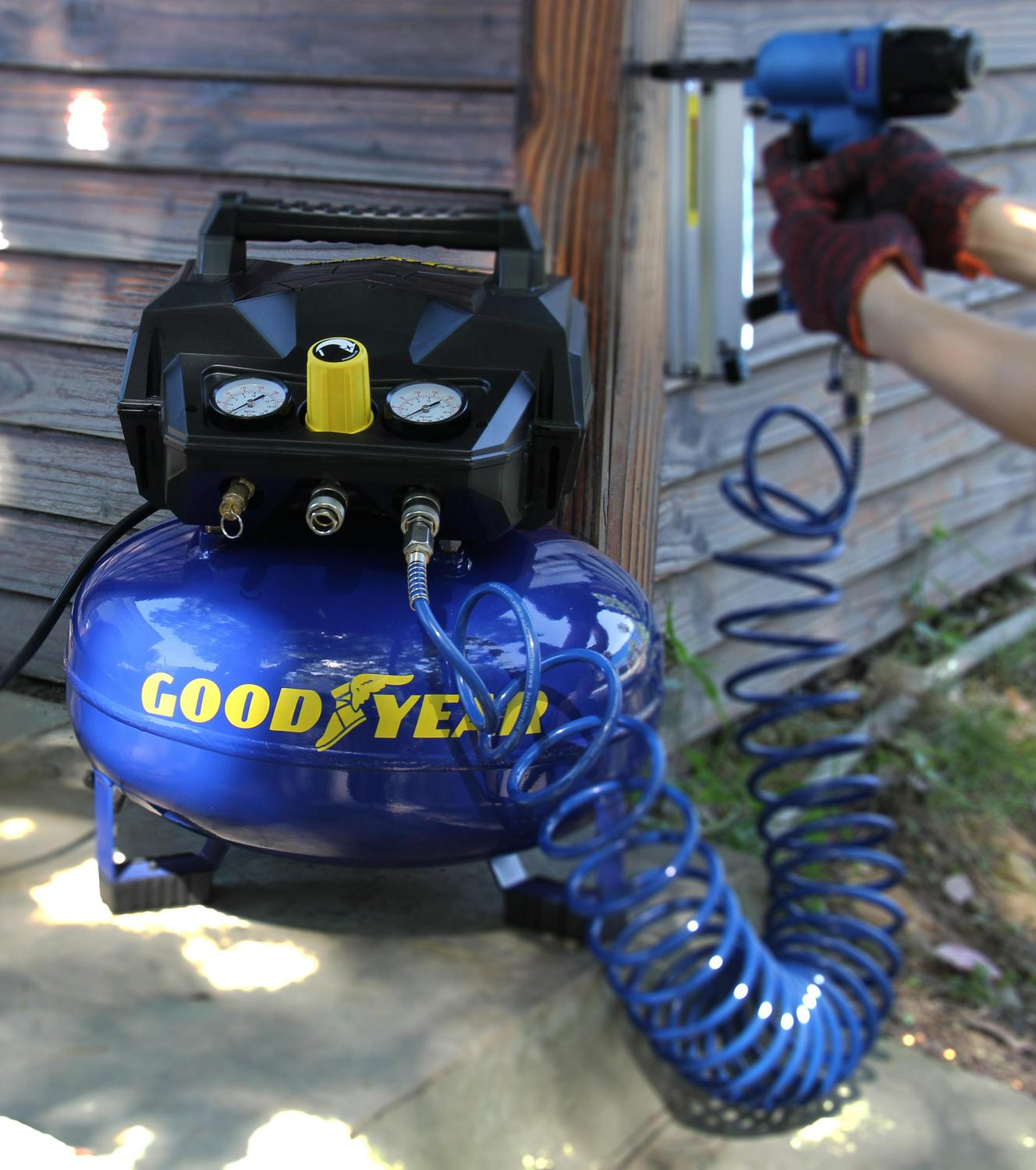 GOODYEAR 6 Gallon 175 Max Psi Portable Pancake Air Compressor， 3.0 SCFM at 90 Psi
