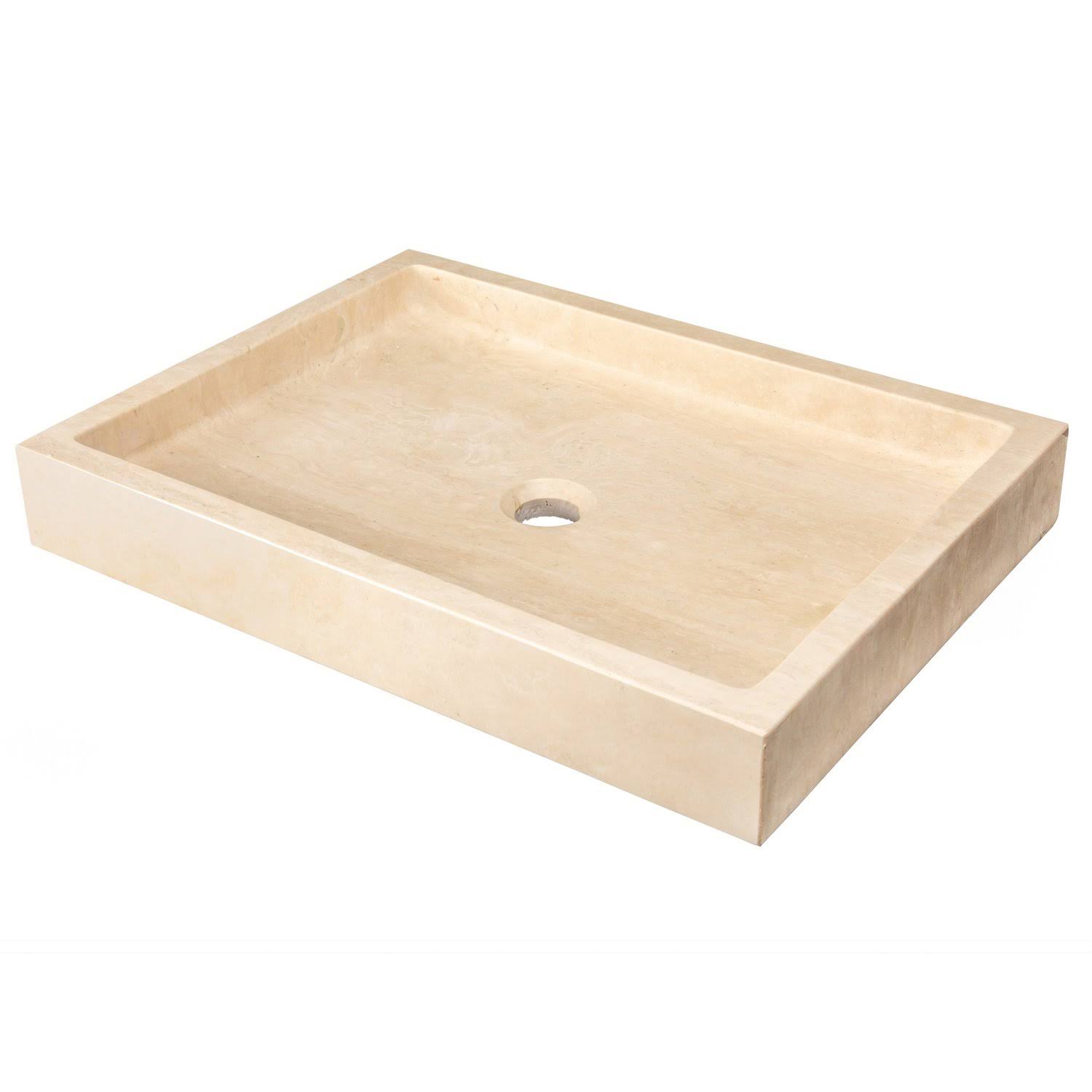 Eden Bath Rectangular Infinity Pool Sink - Honed Beige Travertine