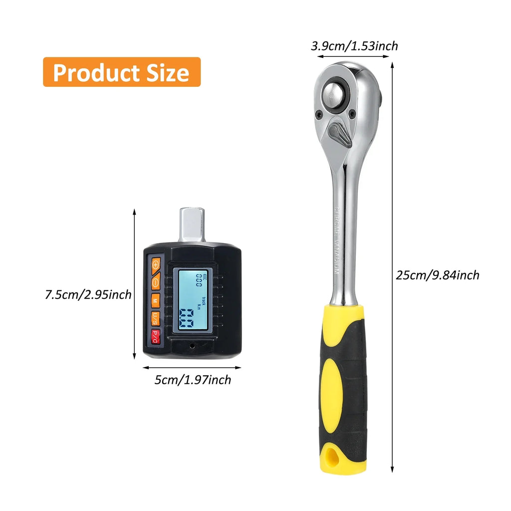 Dcenta ENT 30 Digital Torque Meter Set, 1/2'' Drive Torque Gauge with Ratchet Wrench, High Accuracy and Four Torque Units for Wide Applications Perfect for Precision Assembly