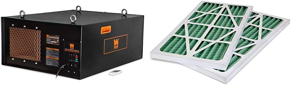 WEN 3410 3-Speed Remote-Controlled Air Filtration System (300/350/400 CFM) & FULTON 4 x 20' Ultra Flex Clear-Vue Heavy Duty PVC Hose - MADE IN USA!