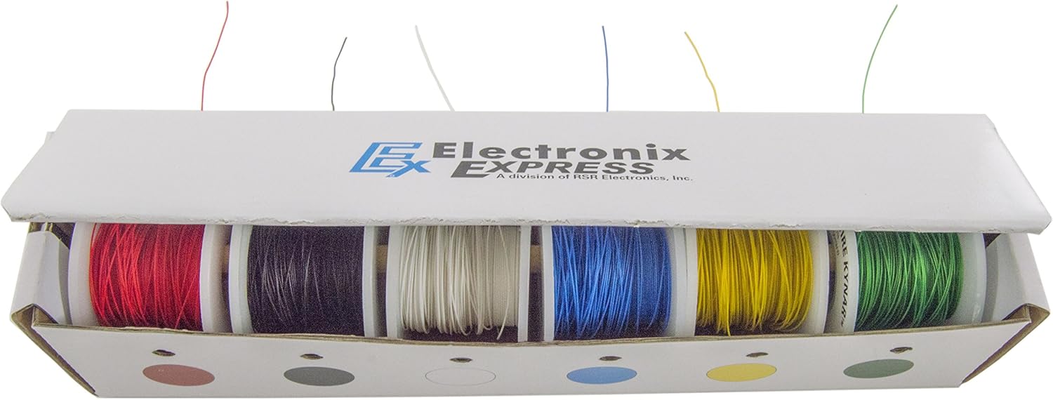 Electronix Express 27WK30WWR100 Solid 30 Gauge Wire Wrap, Kynar Insulated Wire Kit with 6-100' Spools Pack of 2