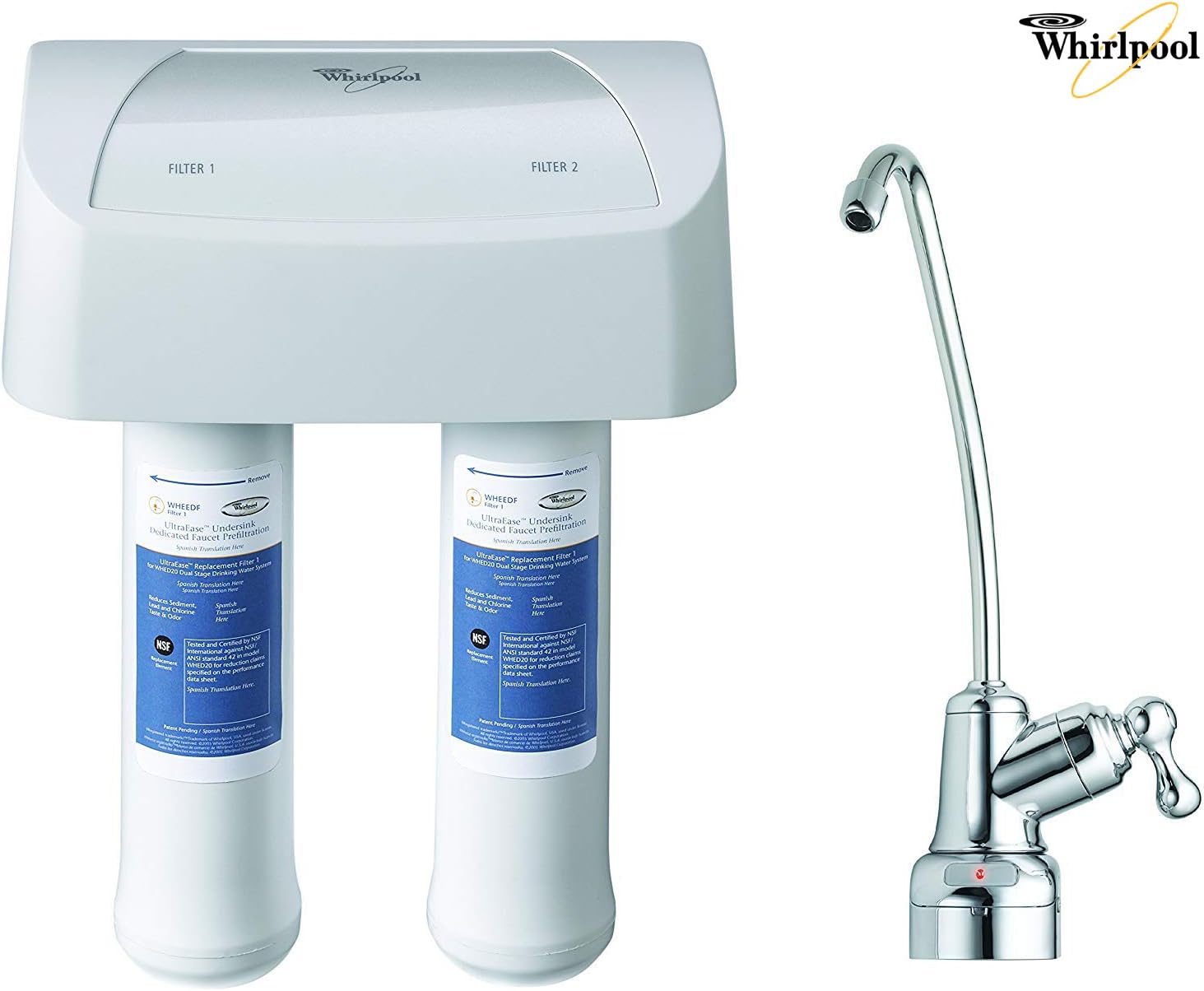 Whirlpool WHEEDF Dual Stage Replacement Pre/Post Water Filters | Fits WHADUS5 & WHED20 Filtration Systems | 1 Set, Pack of 2, Grey , Gray Pack of 2