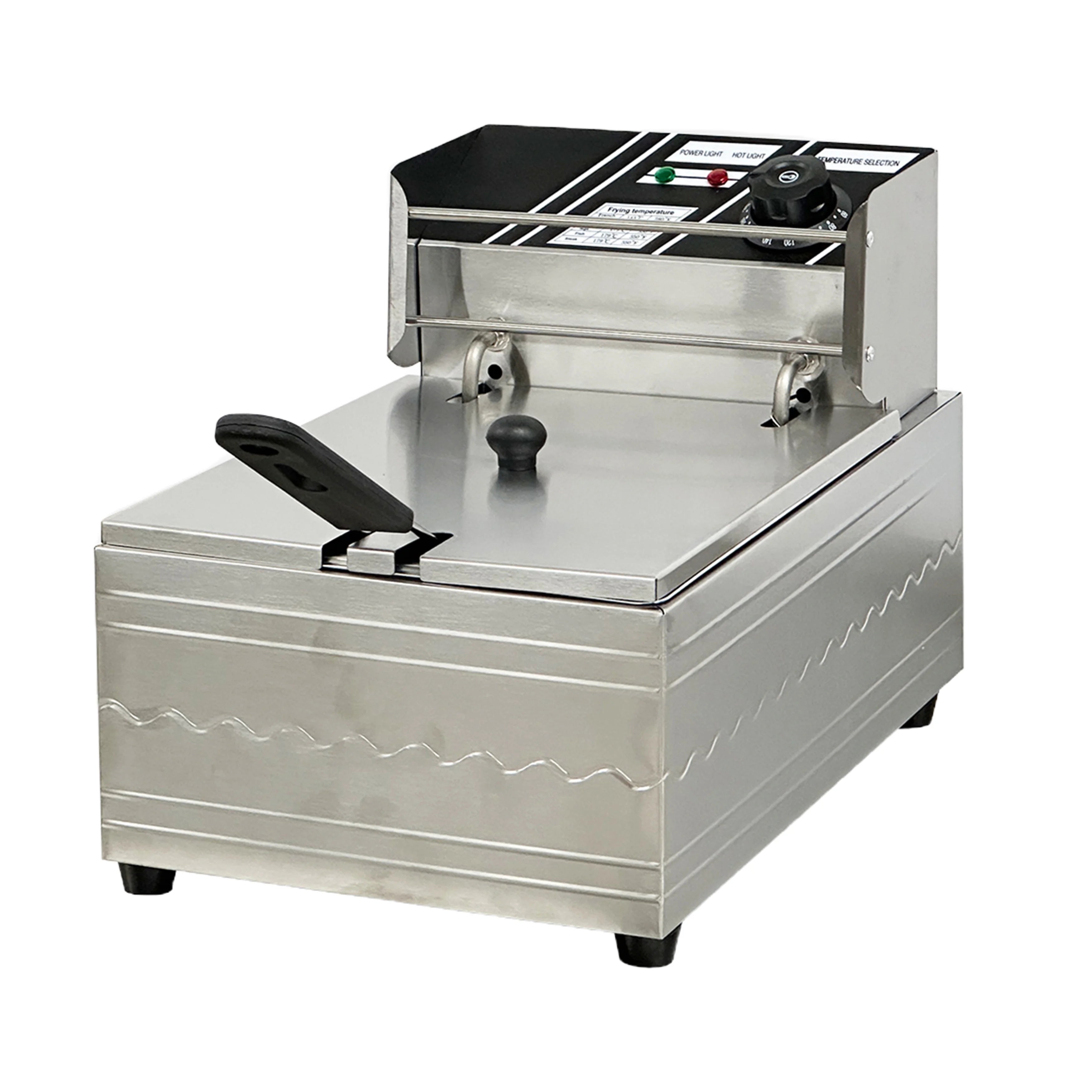 1600W Electric Deep Fryer, Stainless Steel Countertop Fryer Large Capacity, Thickening Multi-functional Fryer Commercial Single-chamber 2.5 Gallon
