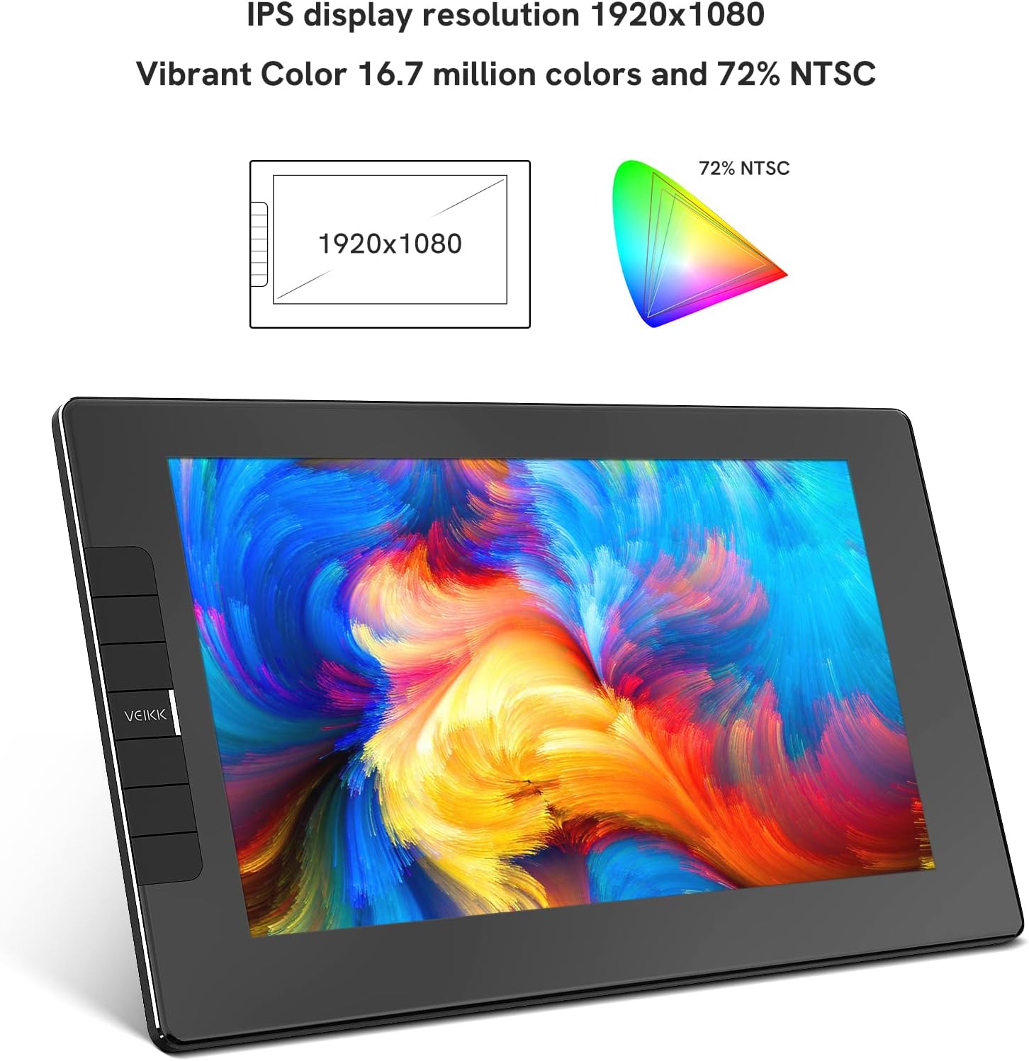 VEIKK VK1200 Drawing Tablet with Screen 11.6 inch Full-Laminated Art Tablet Graphic Tablet with Screen with Tilt Function Battery Free Stylus and 6 Shortcut Keys(8192 Levels Pen Pressure)