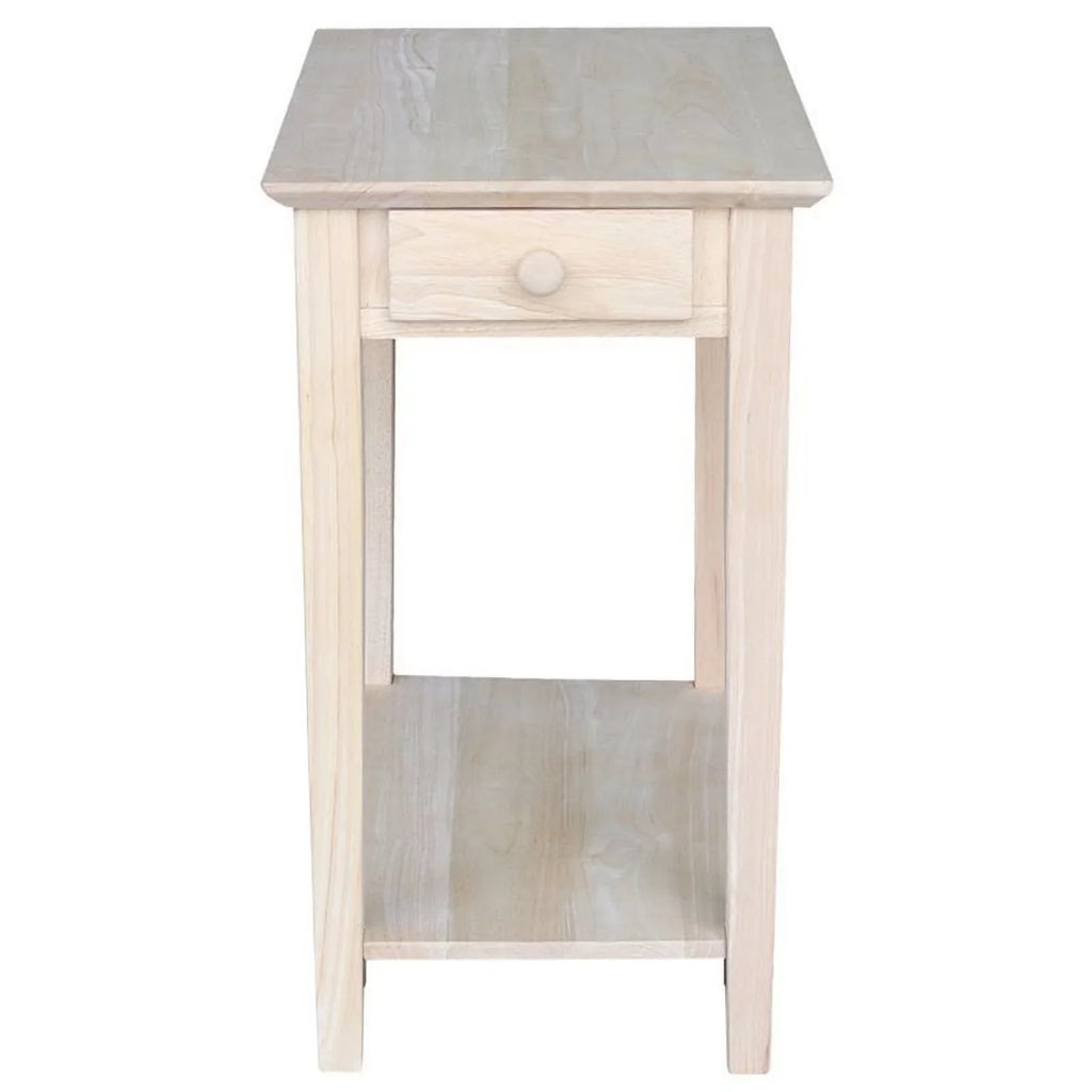 Pemberly Row 1 Drawer Transitional Wood Narrow End Table in Natural