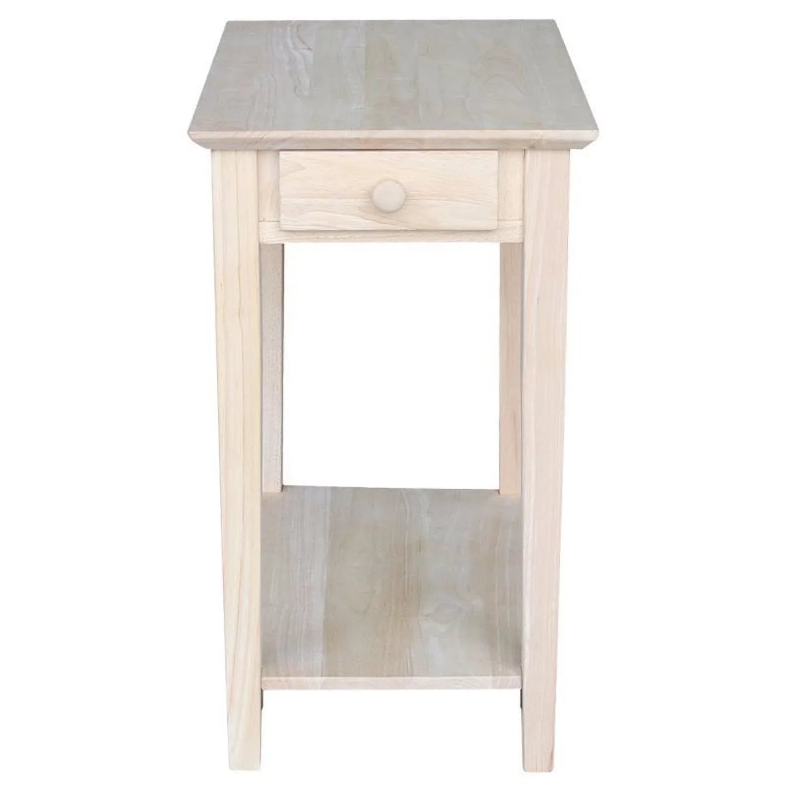Pemberly Row 1 Drawer Transitional Wood Narrow End Table in Natural