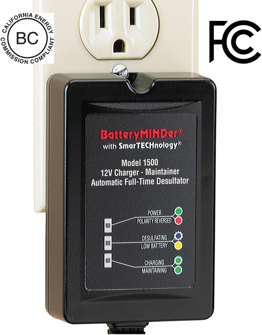 BatteryMINDer 1510: 12 Volt-1.5 Amp Battery Charger, Battery Maintainer, and Battery Desulfator – Designed for Cars, Trucks, Motorcycles, ATV, Boats, RV