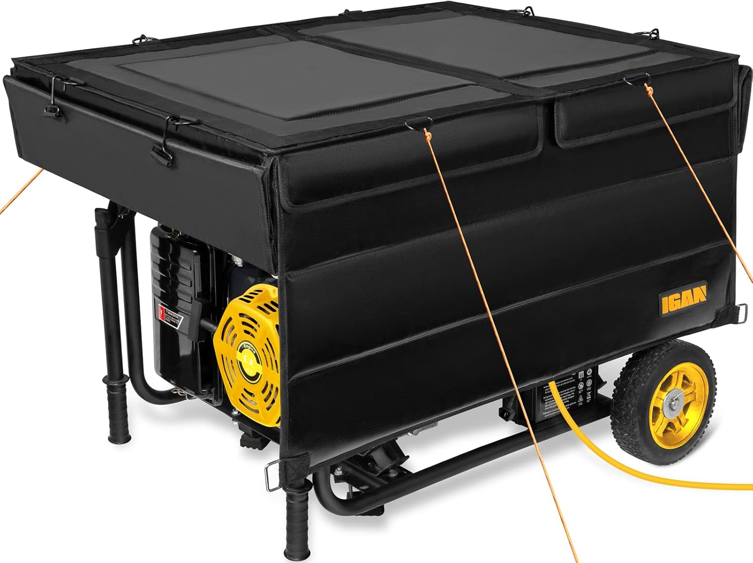IGAN Generator Tent Running Cover Pro-Max, Ultra Heavy Duty Tarpaulin Enclosure with Windproof Kit, Portable All-Weather Generator Rain Shelter for Most 3500w-12000w generators, Black