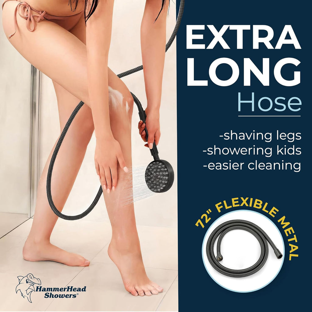 HammerHead Showers® Solid Metal LOW FLOW Handheld Shower Head with Hose and Brass Holder - OIL RUBBED BRONZE – Water Saving 1.75 GPM Detachable Shower Head - Adjustable Shower Wand Bracket & 6ft Hose