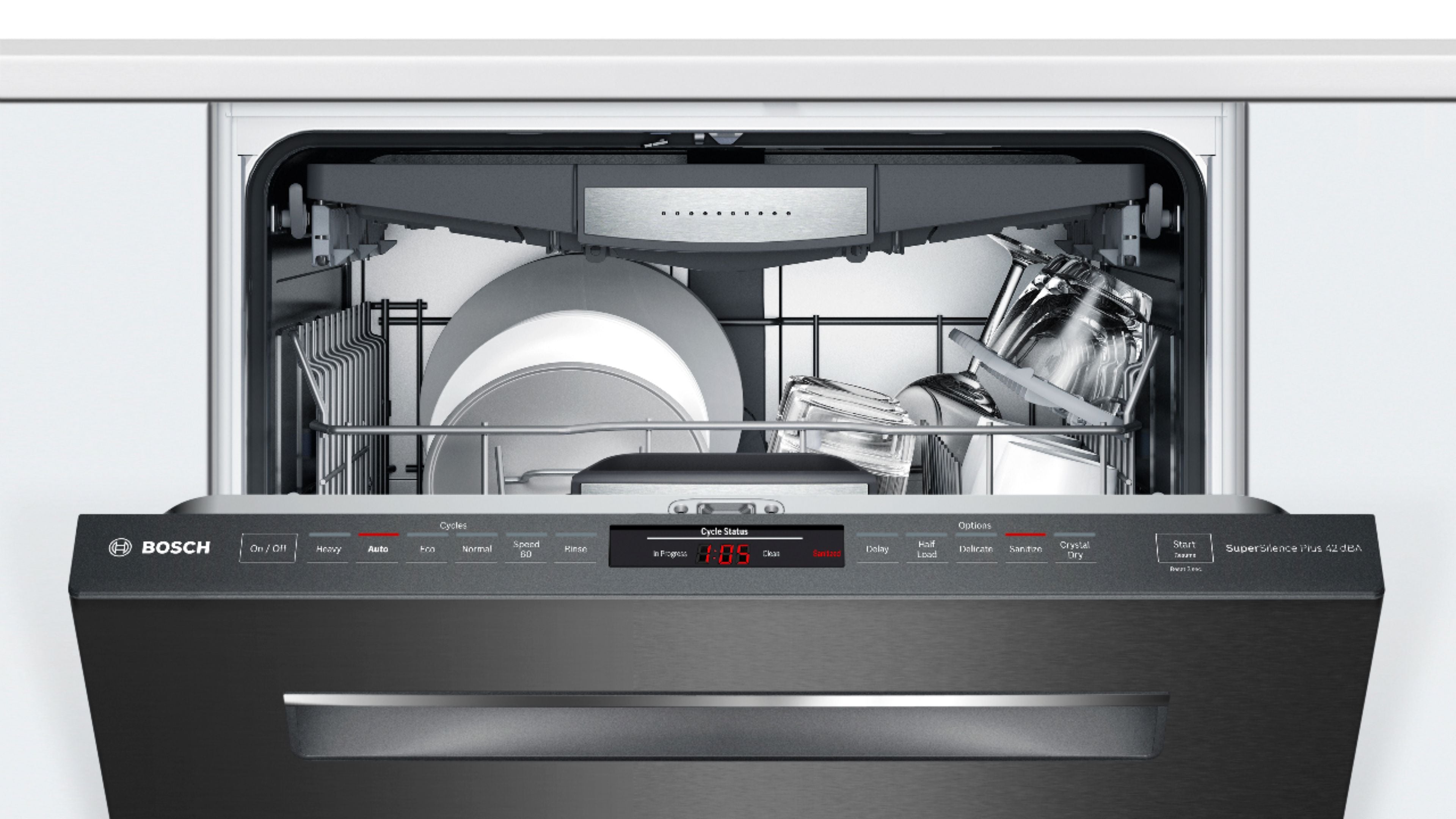 Bosch - 800 Series 24 Top Control Built-In Dishwasher with CrystalDry, Stainless Steel Tub, 3rd Rack, 42 dBa - Black stainless steel