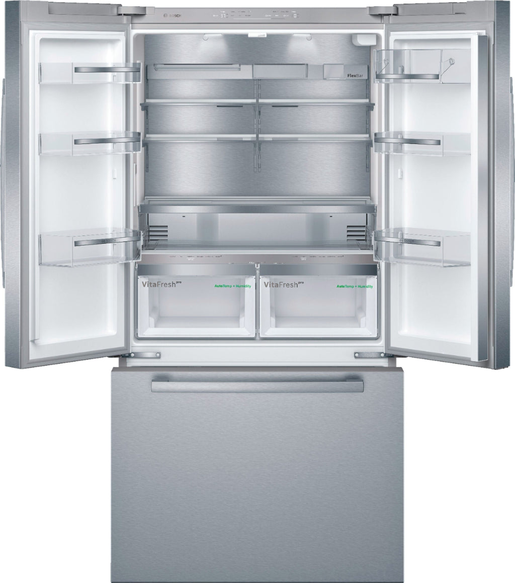 Bosch - 800 Series 21 Cu. Ft. French Door Counter-Depth Smart Refrigerator - Stainless steel