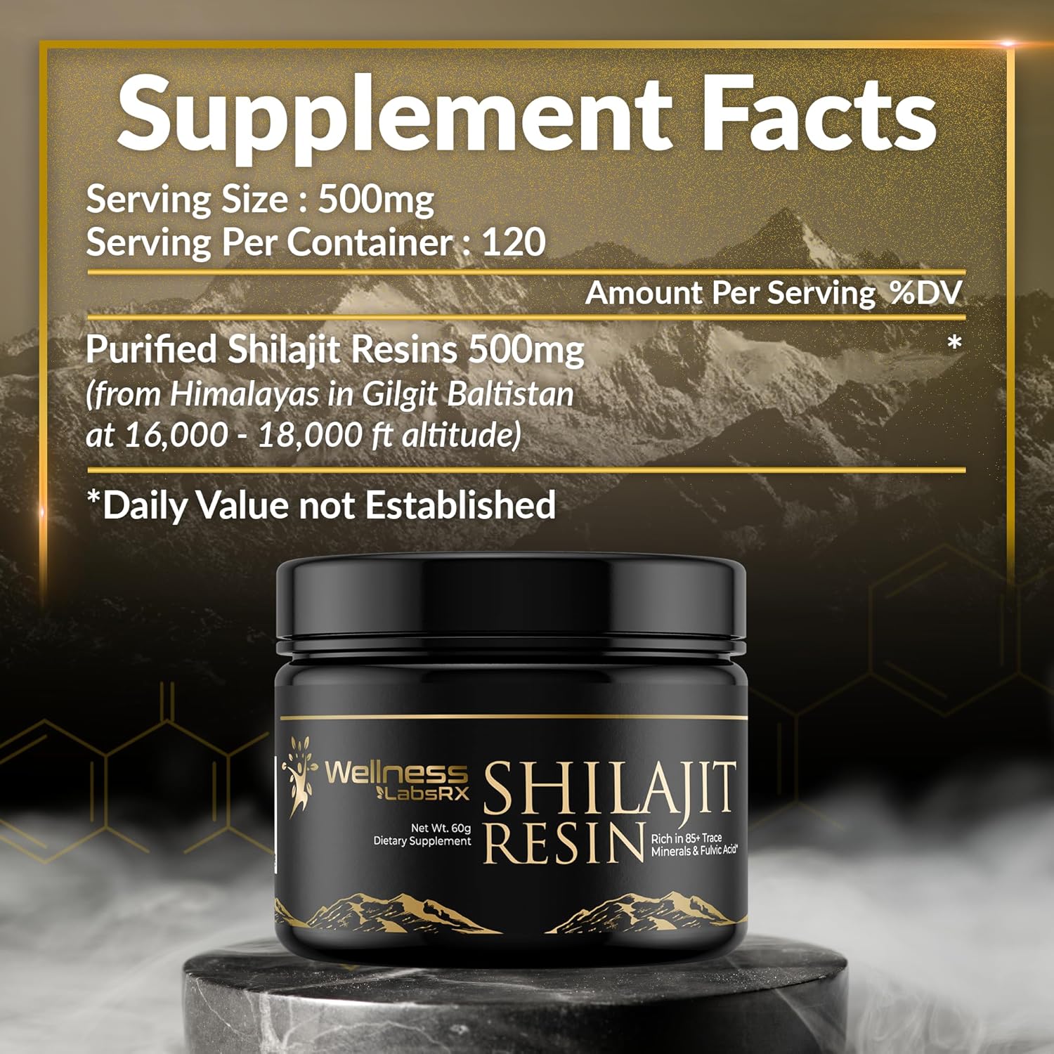 Shilajit Pure Himalayan Organic Shilajit Resin - Himalayan Shilajit Supplement- Maximum Potency and Pure Shilajit for Men, Gold Grade Natural Shilajit with 85+ Trace Minerals and Fulvic Acid - 60g
