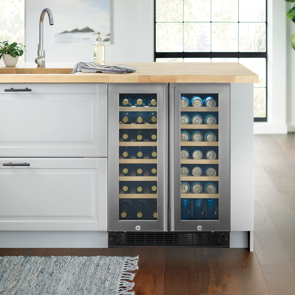 Insignia™ - Dual Zone Wine and Beverage Cooler with Glass Doors - Stainless Steel