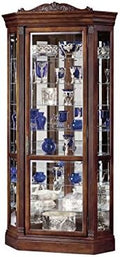 Howard Miller Embassy Curio Cabinet 680-243 – Embassy Cherry Finish Home Decor, Four Glass Shelves, Five Level Display Case, Locking Front Door & Halogen Light