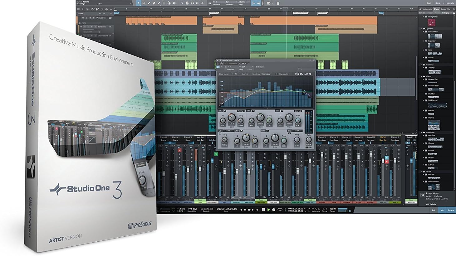 PreSonus AudioBox 96 Audio Interface (May Vary Blue or Black) Full Studio Bundle with Studio One Artist Software Pack with Eris 4.5 BT Pair Studio Bluetooth Monitors and 1/4” Instrument Cable