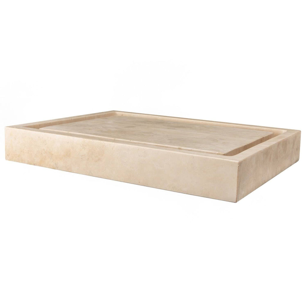 Eden Bath Rectangular Infinity Pool Sink - Honed Beige Travertine