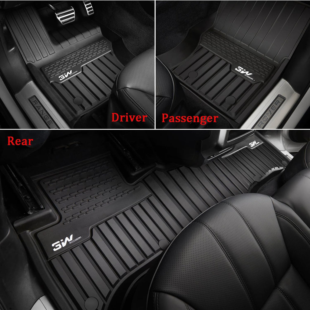 3W Floor Mats Compatible for Range Rover Velar 2017-2022 TPE All Weather Custom Fit Floor Liner for Range Rover Velar1st and 2nd Row Full Set Car Liners Black
