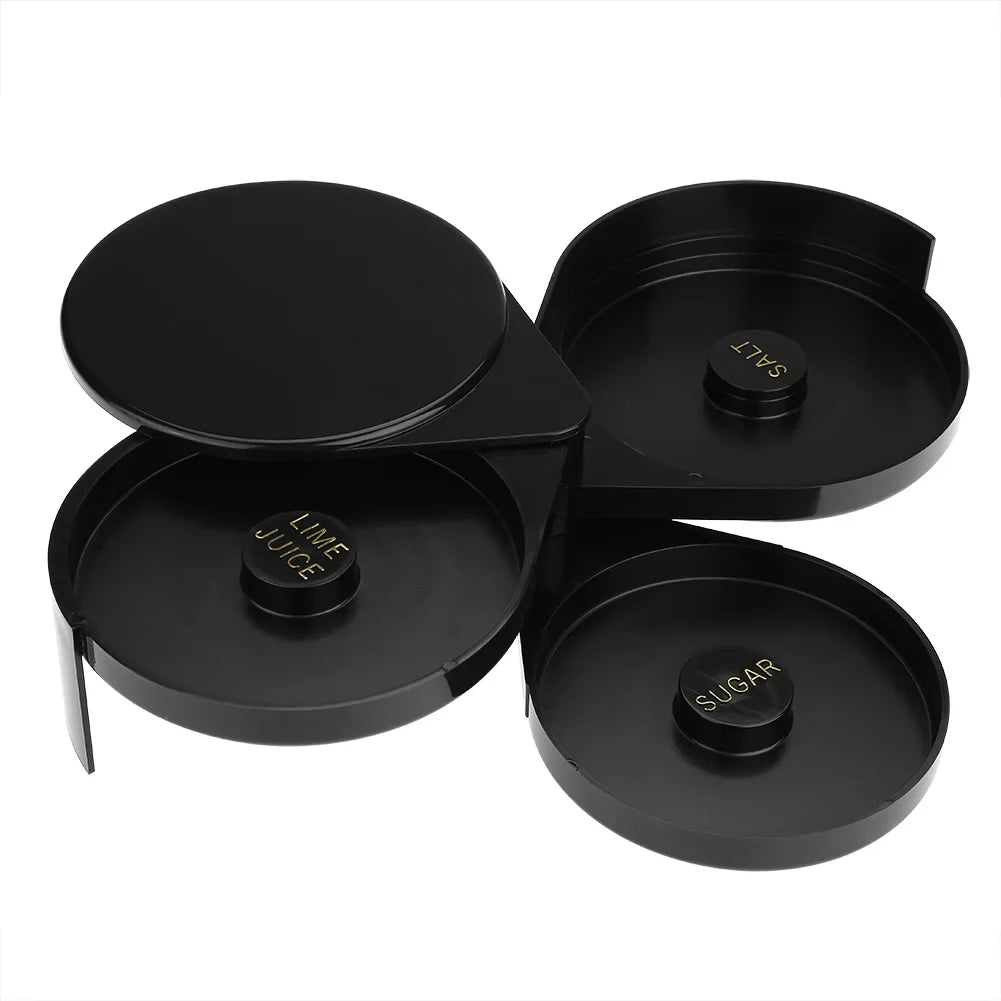 Barra de vidrio Rim, Delaman Bar 3 Tier Sugar Salt Rim Lime Glass para cóctel Bartender Tool Party Home Black