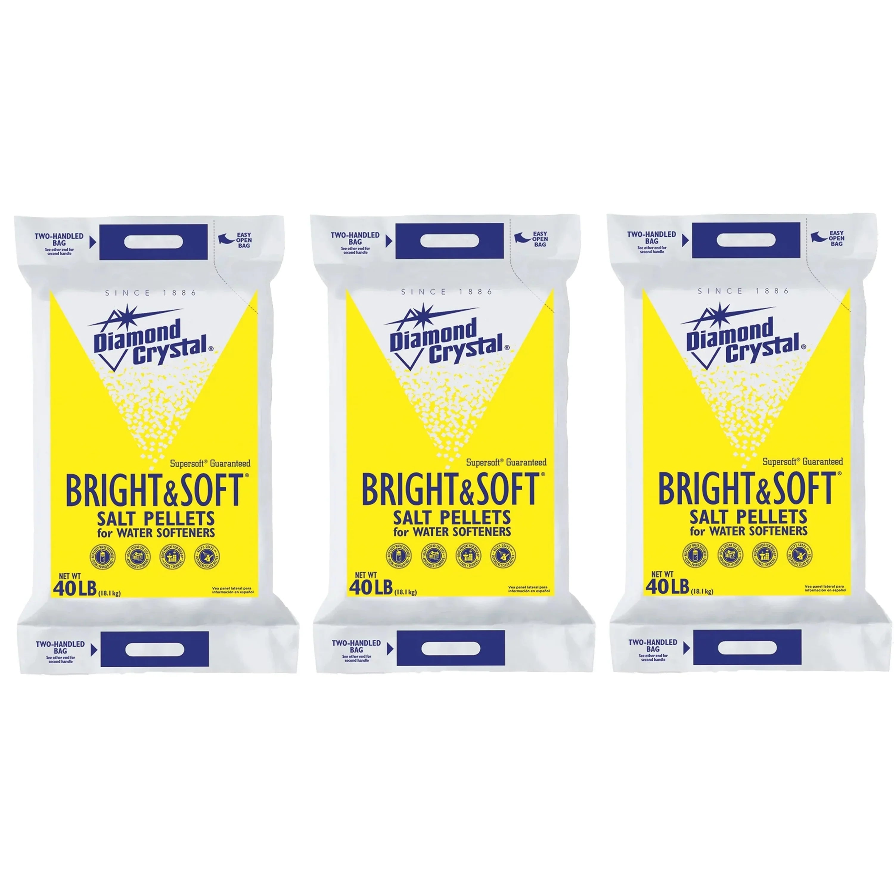 Diamond Crystal Bright & Soft Water Softener Salt Pellets, 40 lb. Bag-3-Pack