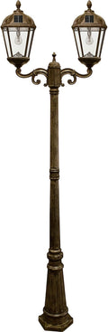 Gama Sonic GS-98B-D-WB Royal Bulb Lamp Post Outdoor Solar Lights on Pole, Double Lamps, Weathered Bronze