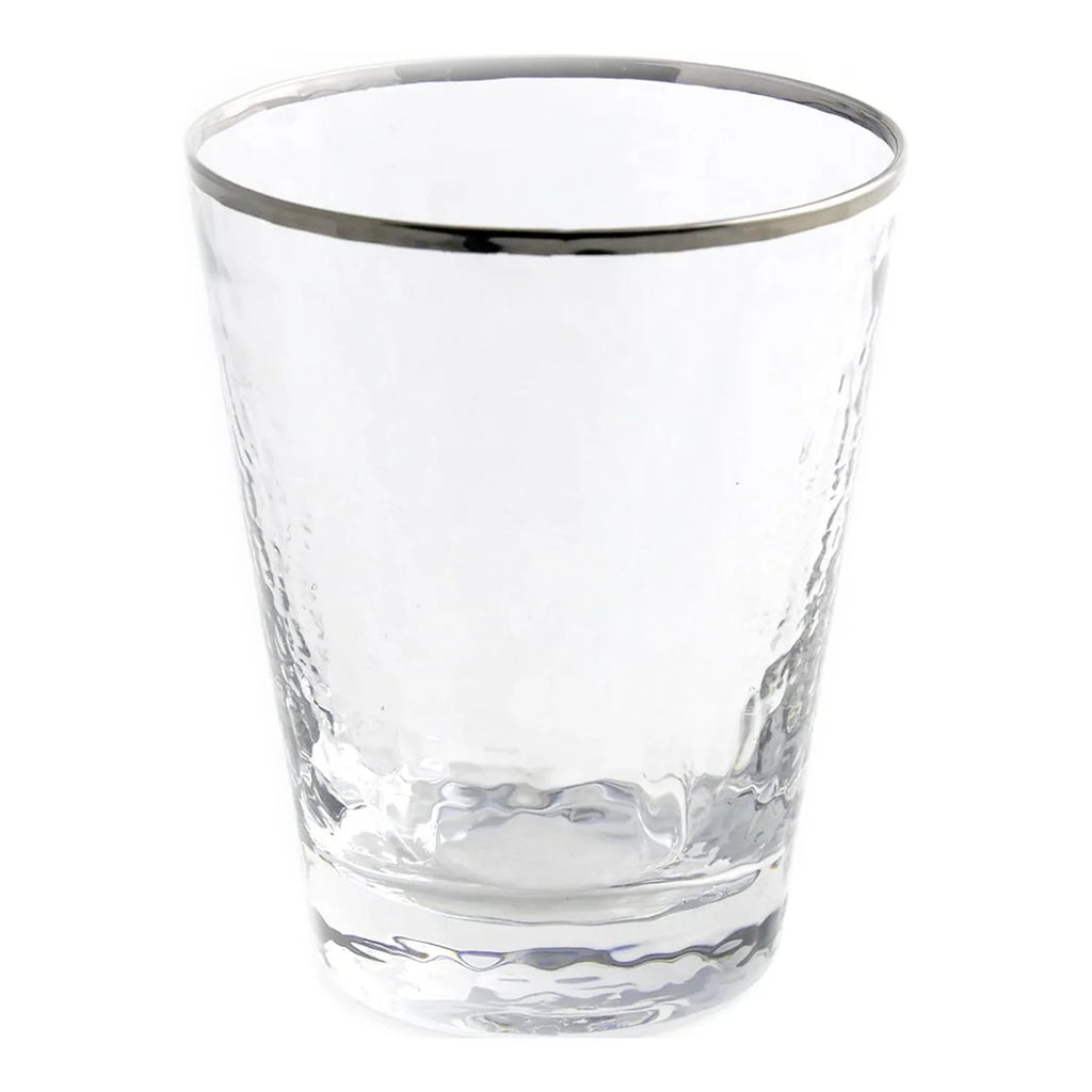 Split P Metallic Rim Double Old Fashioned Set - Silver