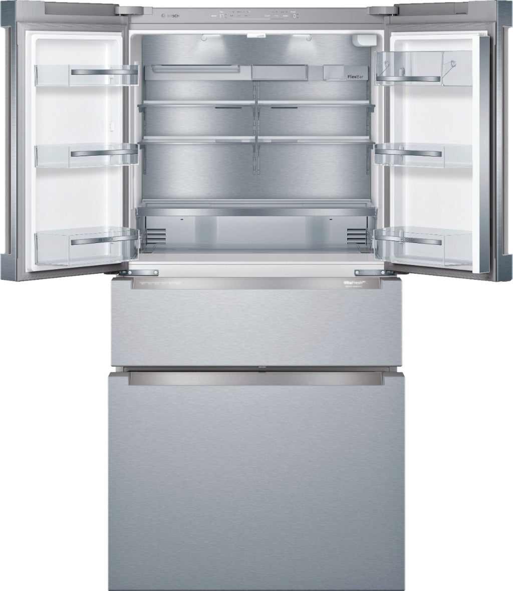 Bosch - 800 Series 20.5 Cu. Ft. 4-Door French Door Counter-Depth Smart Refrigerator - Stainless steel
