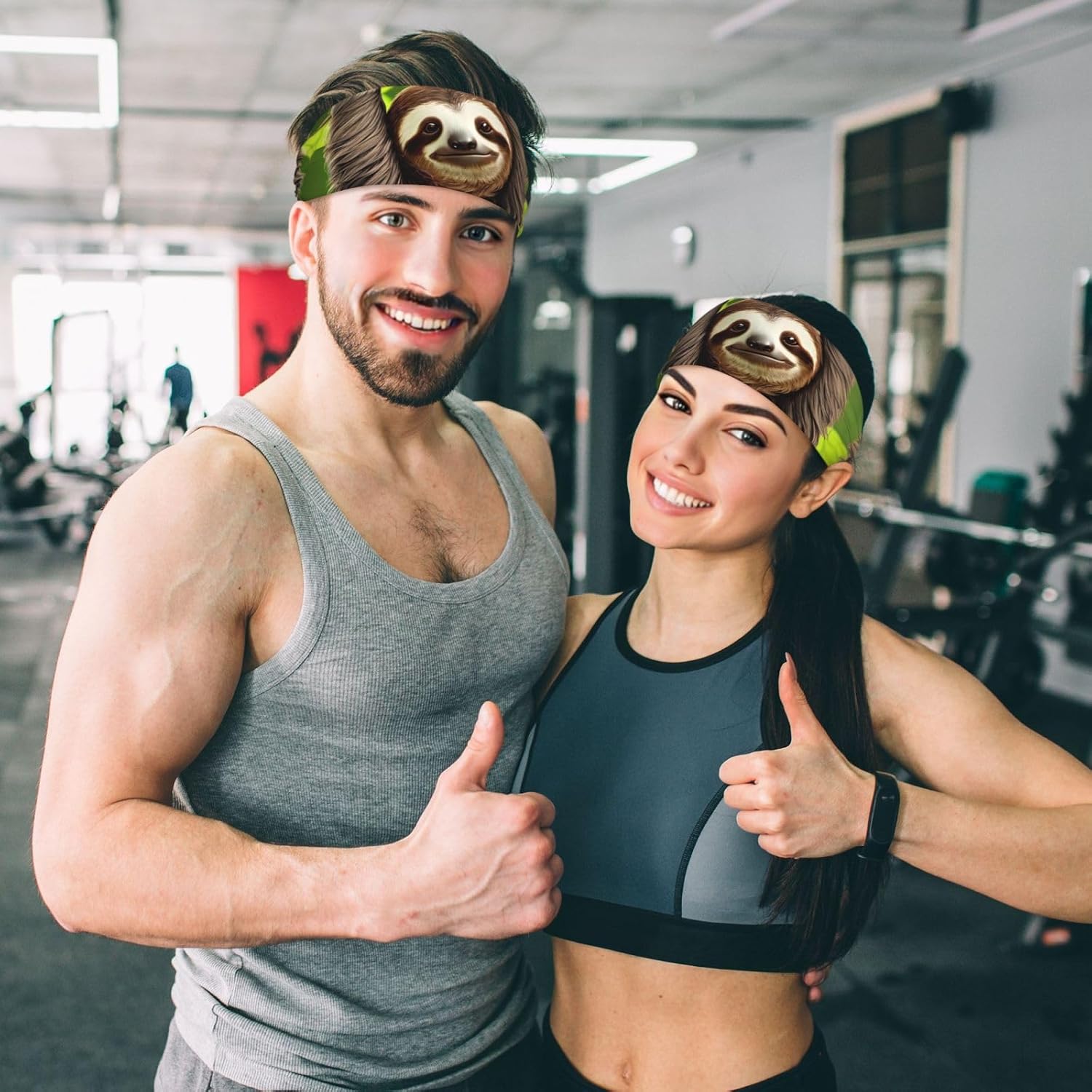 Elastic Exercise Headband for Men & Women Moisture Wicking Athletic for Running, Gym, Working Out Cute Sloth Pattern